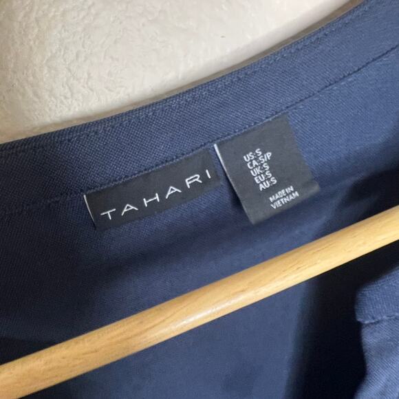 Tahari Navy Modal Short Sleeve Shift Dress Size Small - Picture 2 of 10